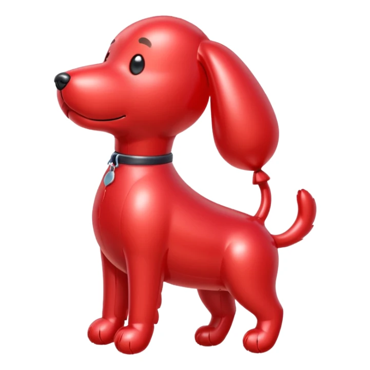 a ballon shaped like a dog red sticker
