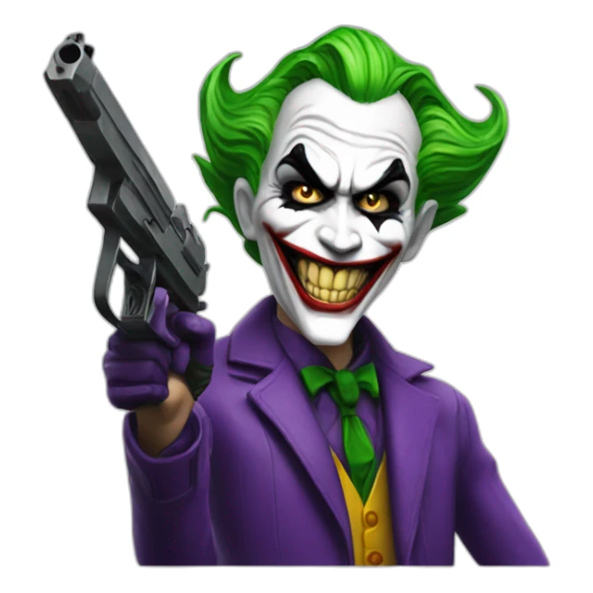 the joker holding a gun whitch says bang sticker