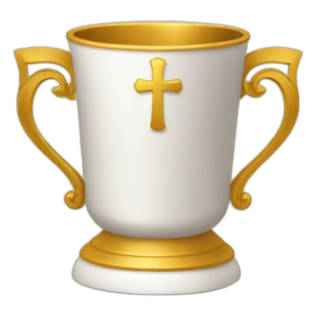 royal empty Christian cup for the winner with a cross on royal background sticker