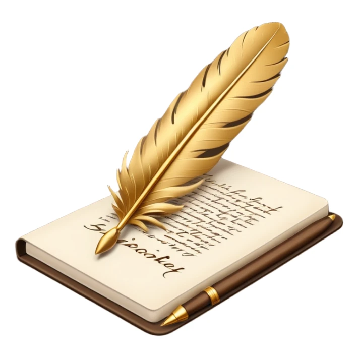 3D perspective hand writing with Premium golden feather sticker