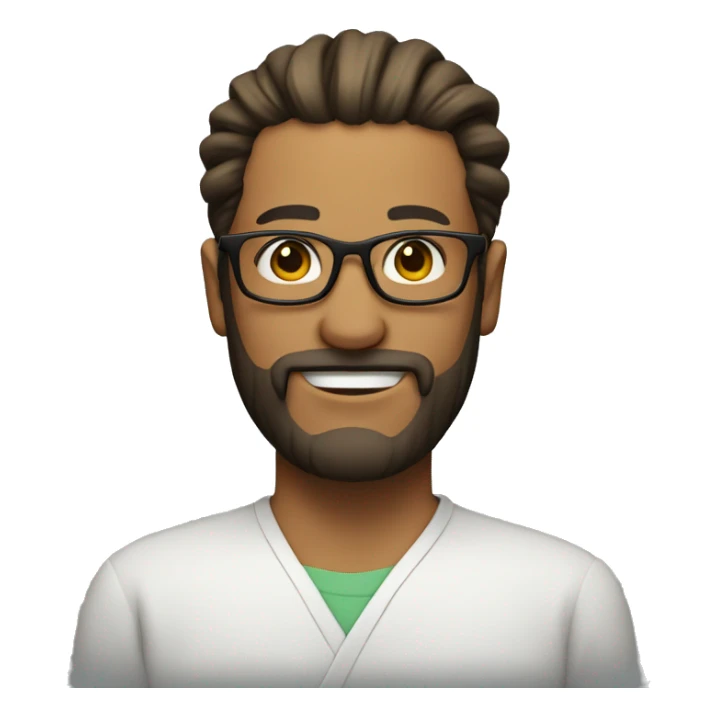 a person with man bun, short beard and glasses looking slightly to the right sticker