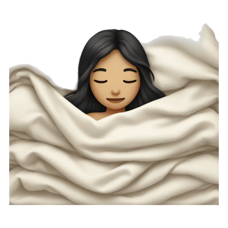 pale girl with long black hair sleeping in blanket  sticker