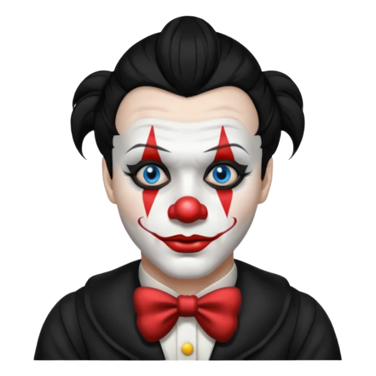 man with black hair black and white clown makeup black clothes sticker