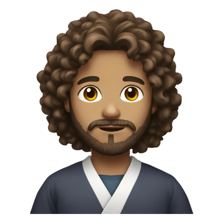 young sensei with brown long curly hair and beard sticker