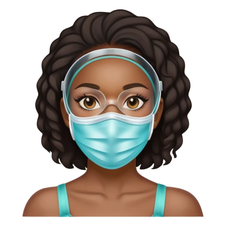 black woman with glassed braces and mask sticker