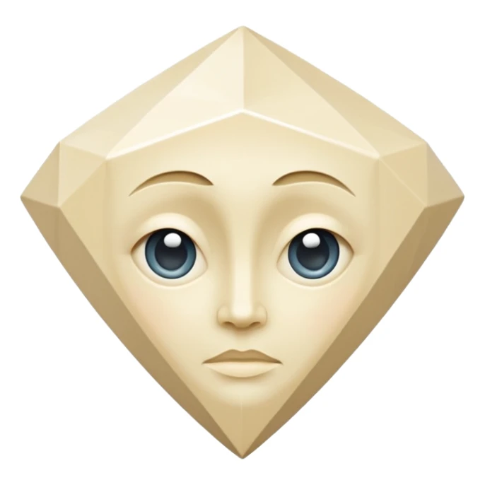 diamond shape carved from ivory. square tilted 45 degrees. head on view sticker