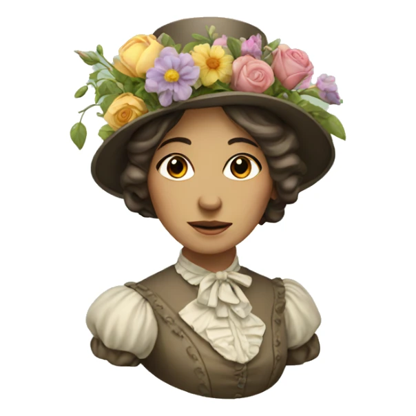victorian lady  with flowers sticker