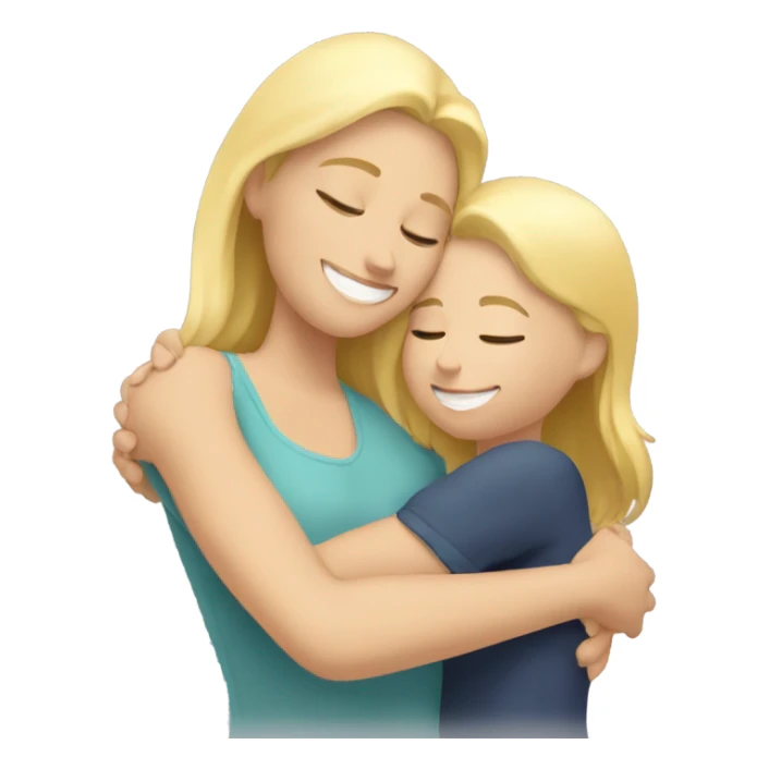 Blonde Mother huggings with a girl sticker