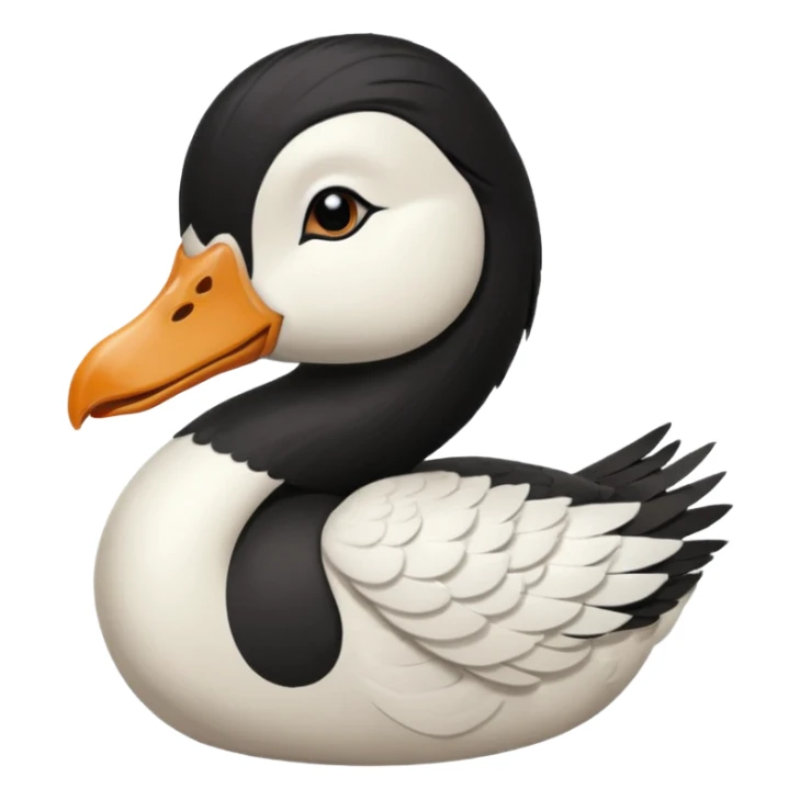 goose with long black hair and swoop bangs sticker