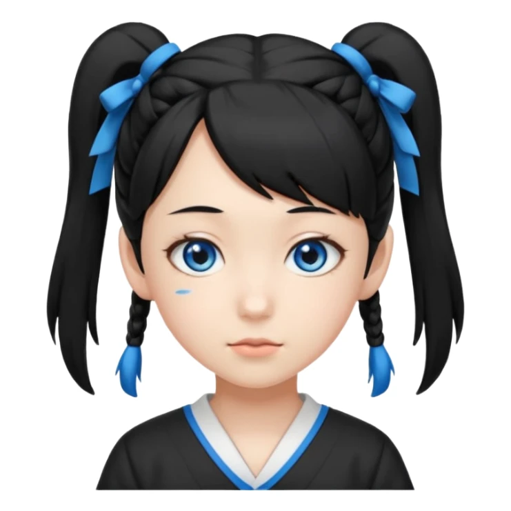 japanese schoolgirl with black twintails and blue eyes sticker