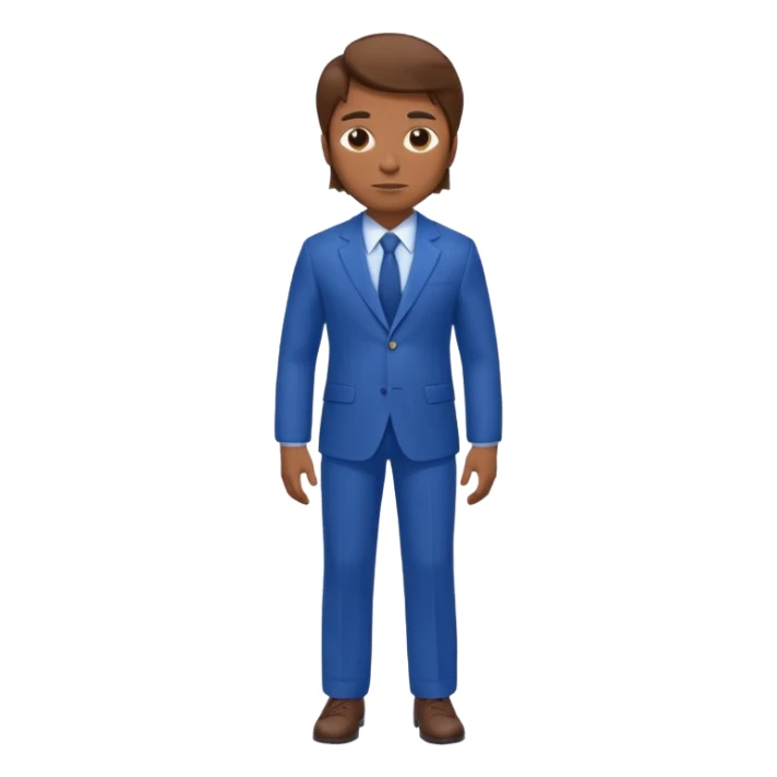 man with brown hair in blue suit whole body sticker