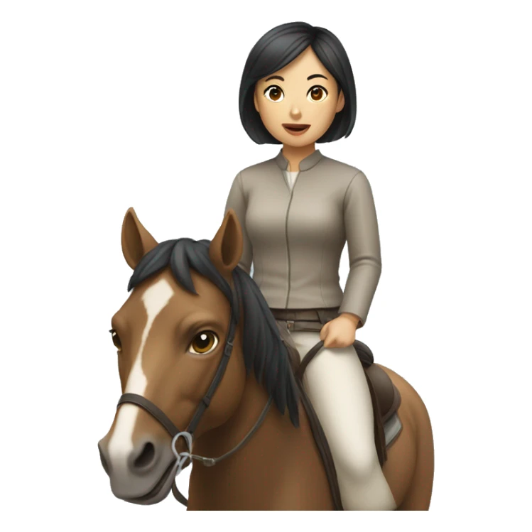 Asian girl with short hair riding horse sticker