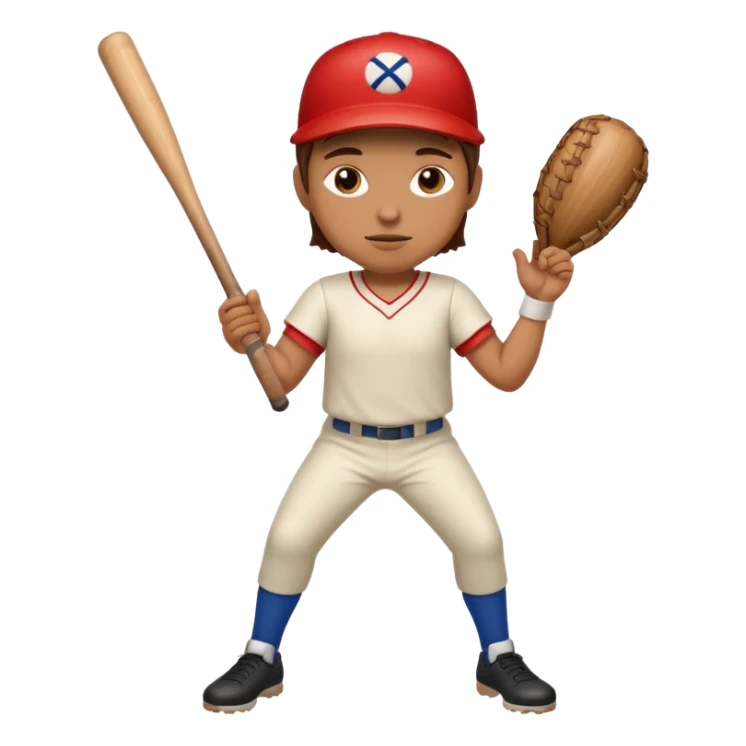 Stick with face arms and legs holding a wooden baseball bat sticker