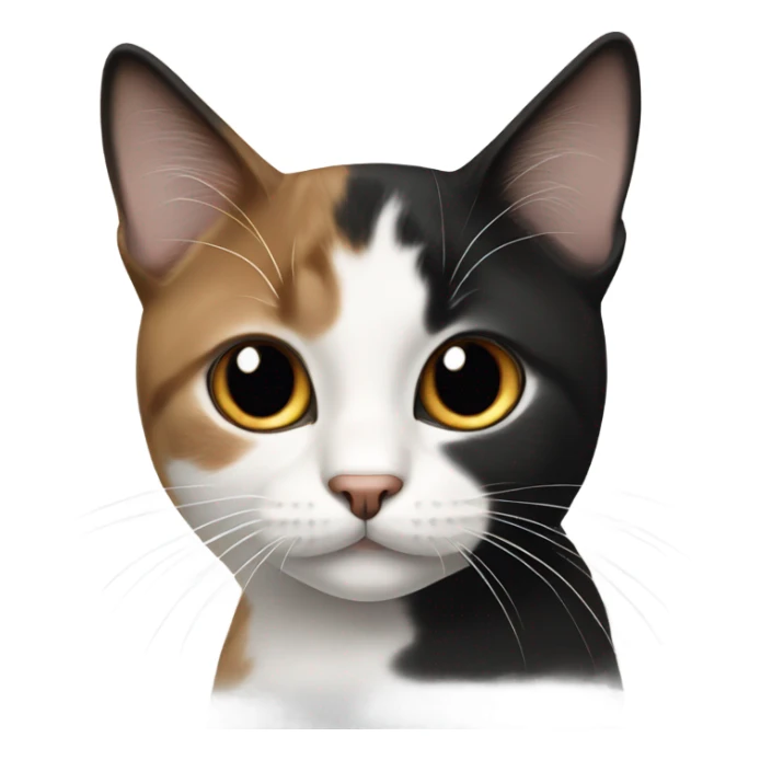 Black brown and white Cat with black spot near the nose sticker