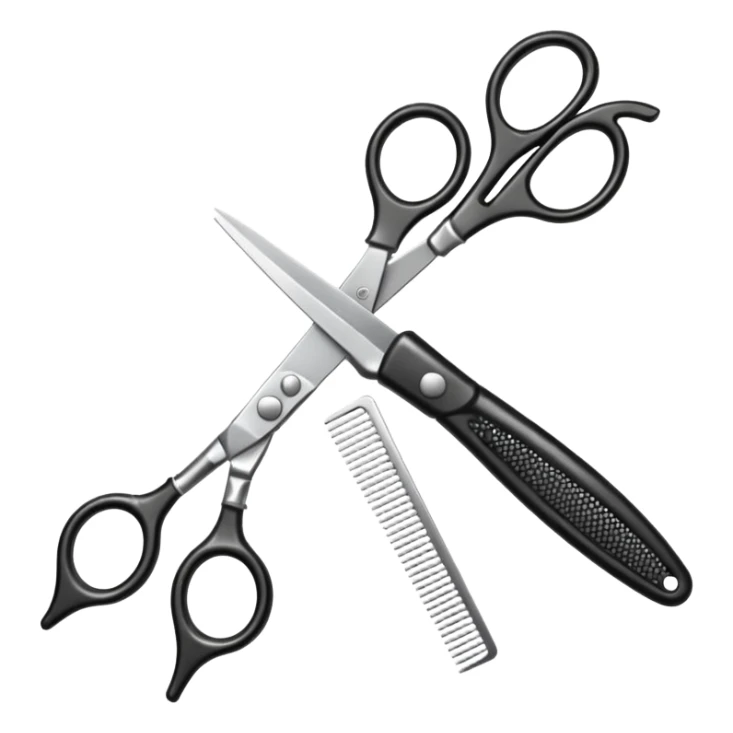 Make into an emoji with hair shears and a comb sticker