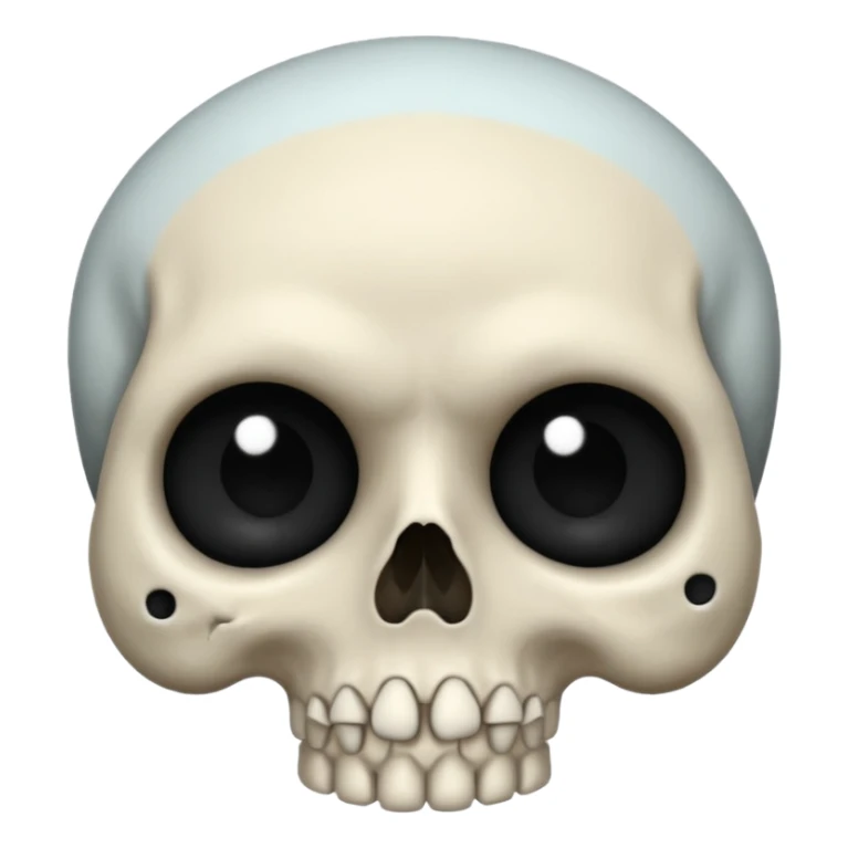 a skull face with black hearts as the eyes and frowning sticker