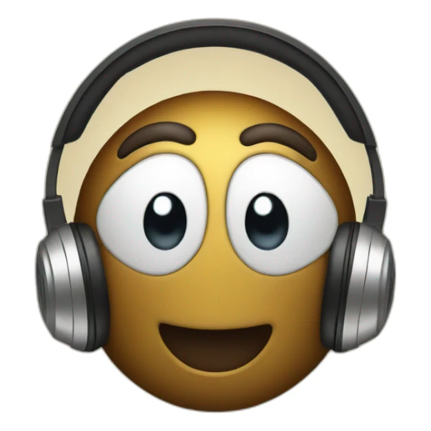 Happy emoji with headphones sticker