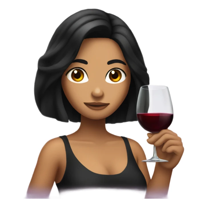 Tanned woman with long black hair drinking wine  sticker