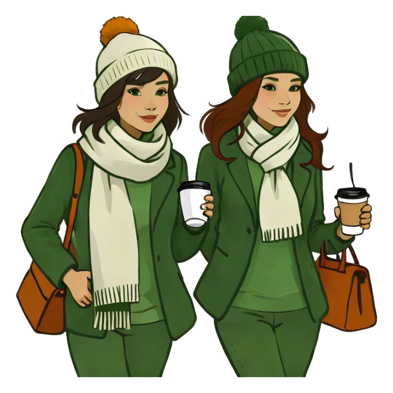  Girls walking with coffee by gazebo sticker