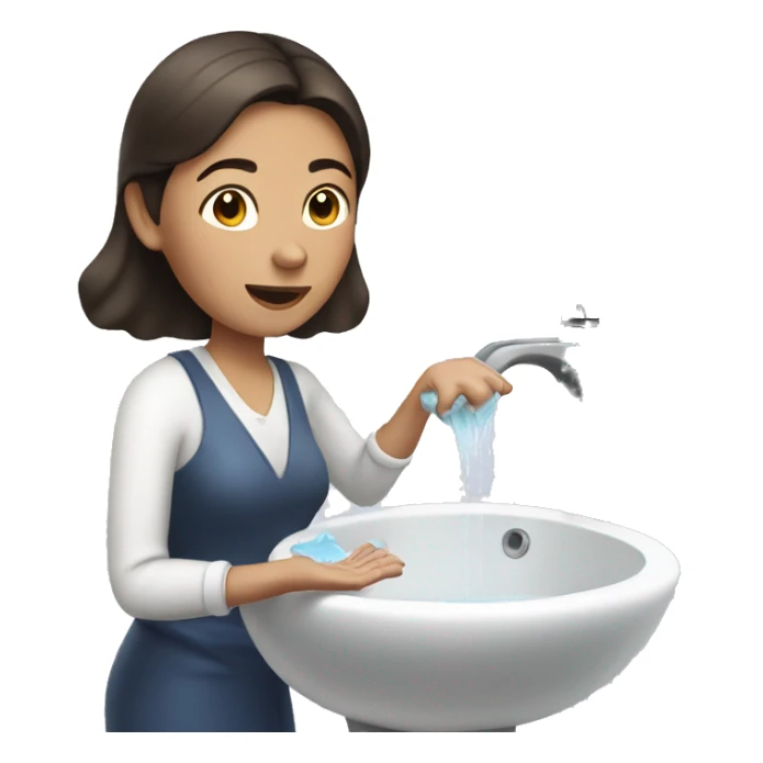 brunette woman washes her hands sticker