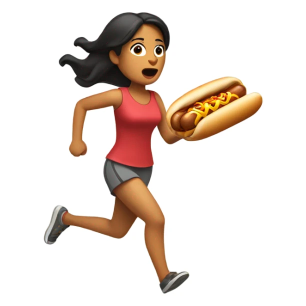 Mexican woman running with a hotdog  sticker