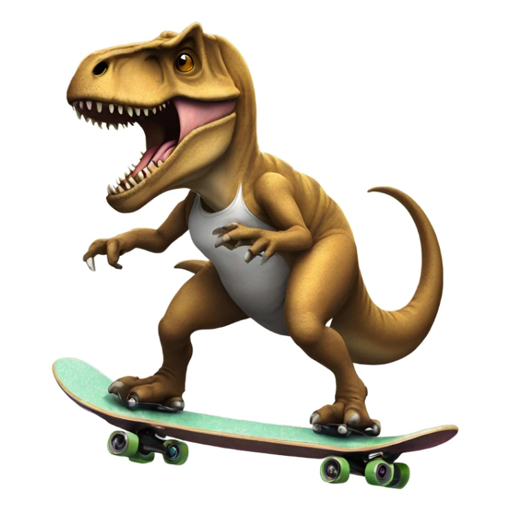 A T. rex with a gun on a skateboard  sticker