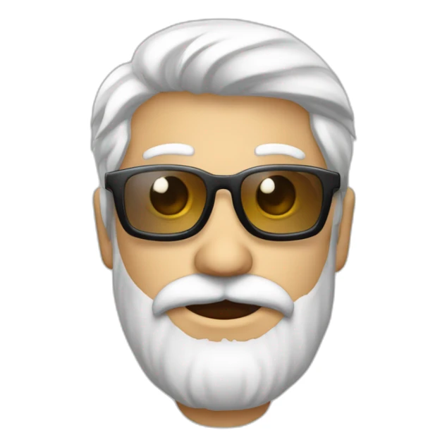 hombre blanco calvo con barba corta blanca y gafas metálicas sticker