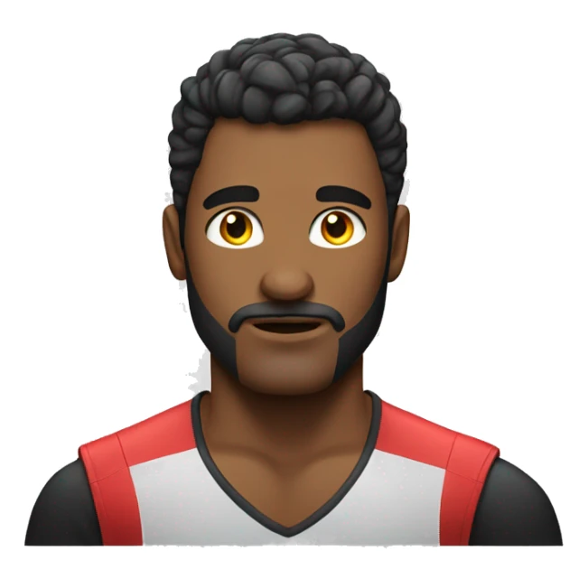 man with a curious and interested face, hairstyle and wearing a wrestling shirt sticker