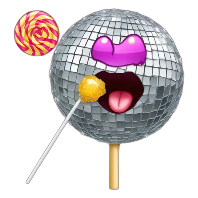 hairy disco ball eating a lolipop sticker