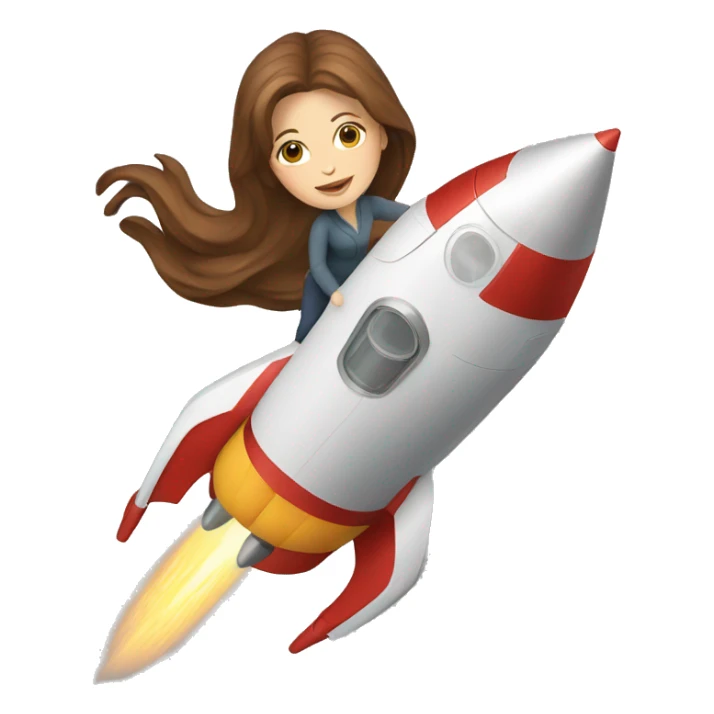 white woman brown hair riding a rocket sticker