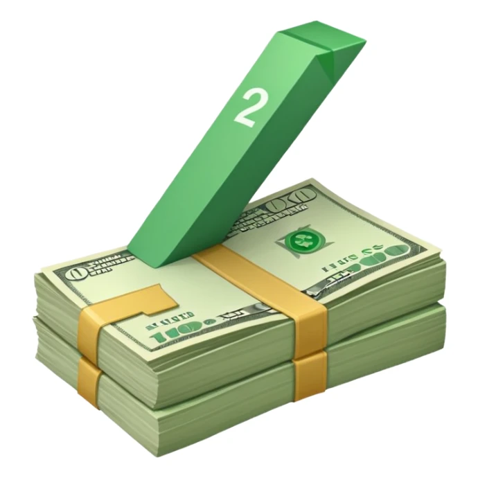 stack of bills facing up with a big green tick in the background sticker