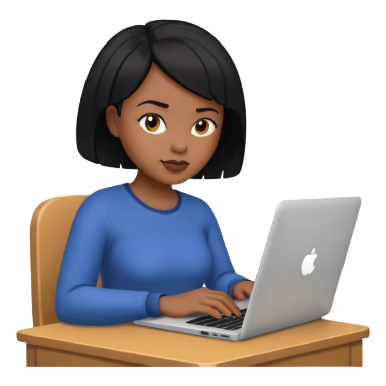 a black short hair woman typing laptop sticker