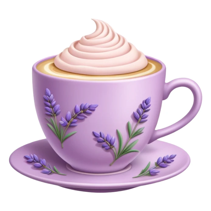 super realistic lavender latte in a pink tea cup sticker