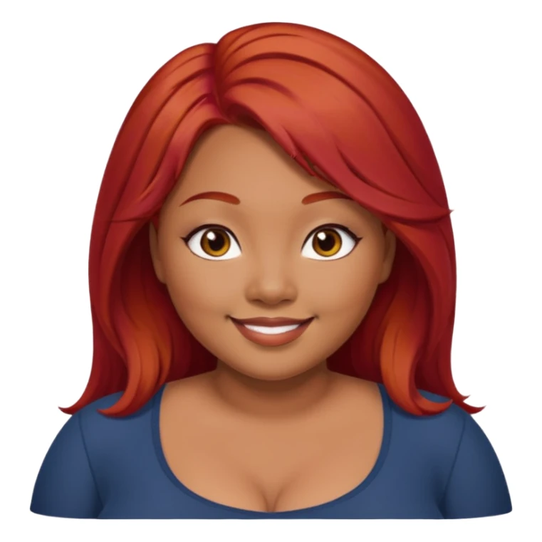 Plus size red hair brown face small eyes long hair Asian eyes sticker