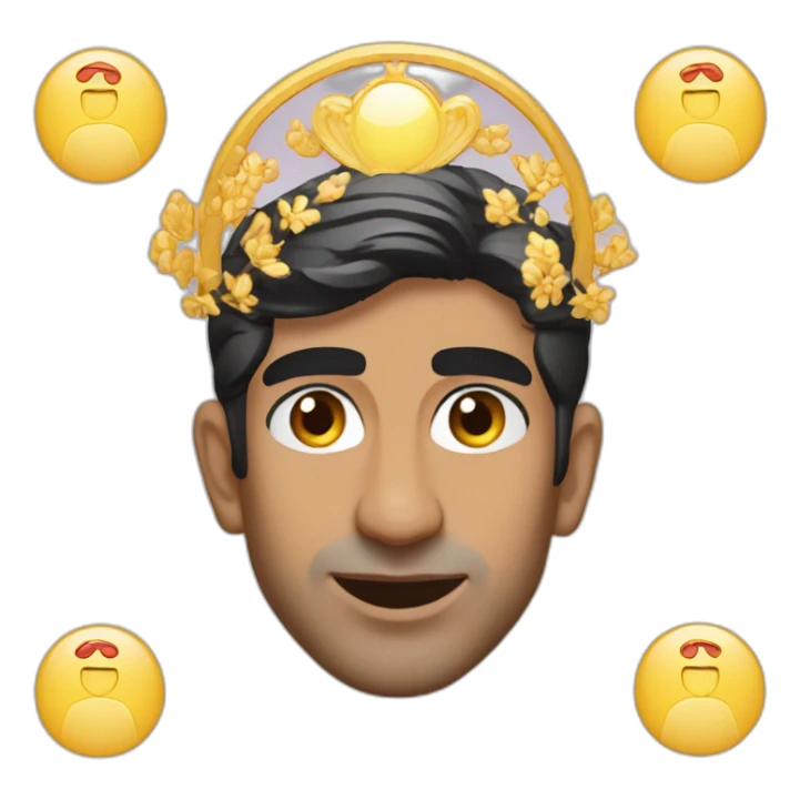 rishi sunak with a halo sticker