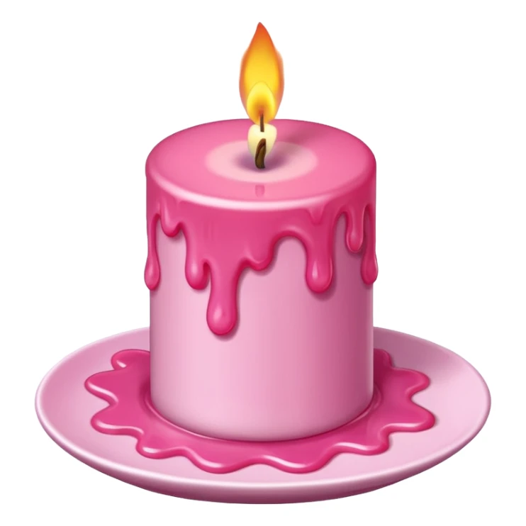 A drawing of a flaming pink candle that could be used at a romantic dinner table. The camera should be isometric at a ultra high angle. sticker