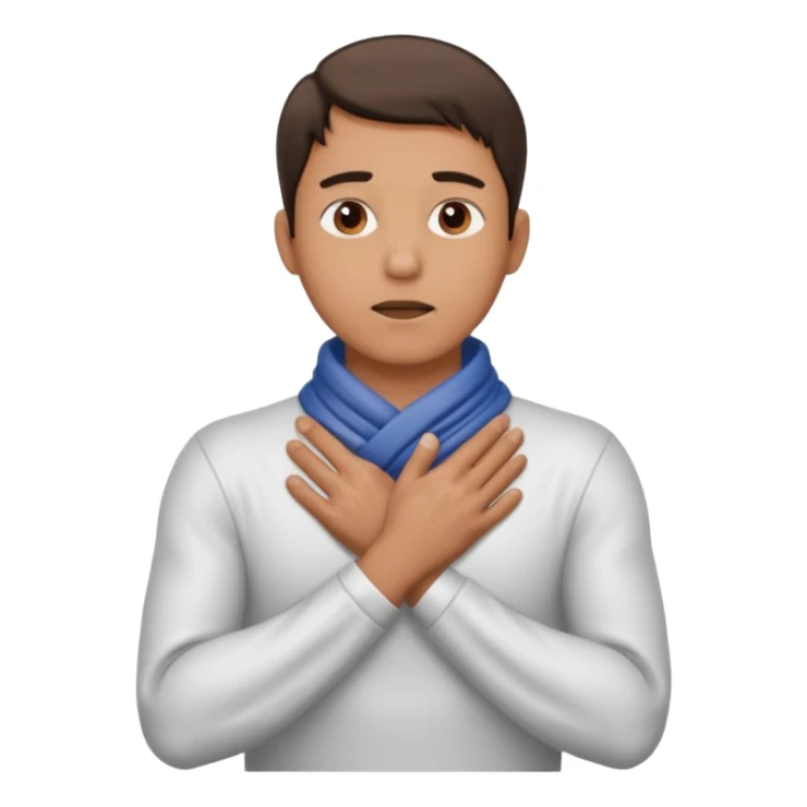 a guy wrapping both hands around is neck to chock himself sticker