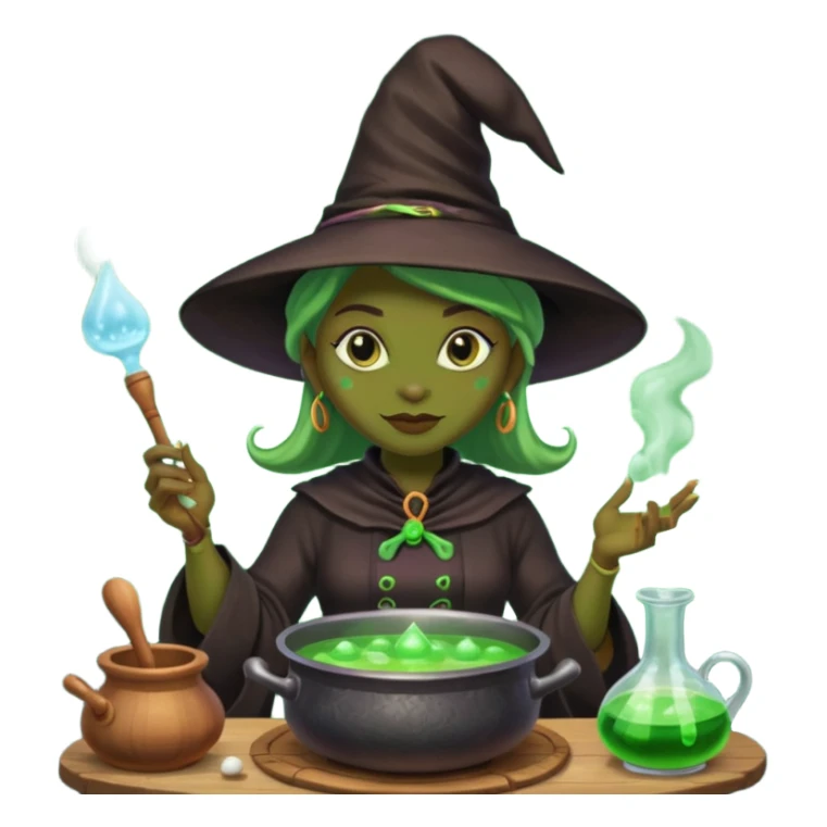 green witch cooking potion sticker