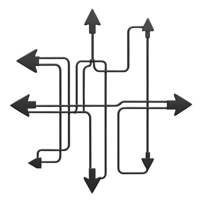 ultra-minimal electrical circuit schematic icon, simplest geometric shapes, straight lines, dots for connection nodes, single arrow, top-down schematic view, very clean, intuitive, symbolic, instantly recognizable wiring diagram sticker