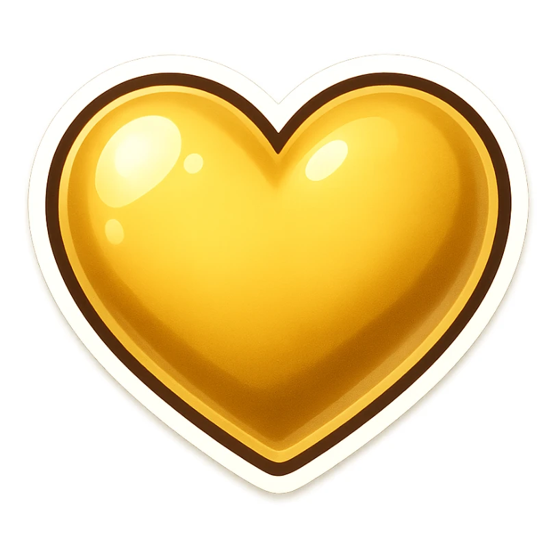 yellow heart with a metallic finish sticker