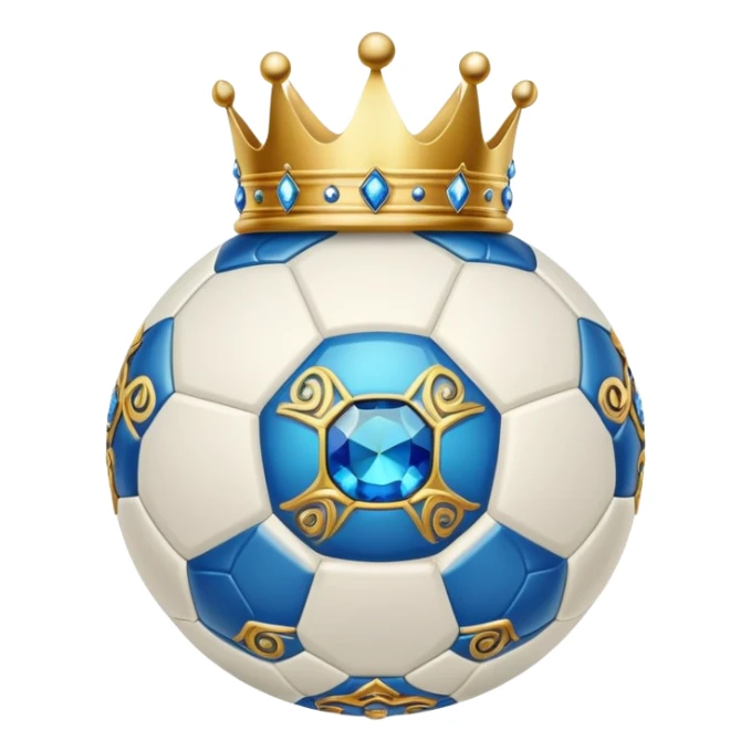 Crown with blue jewel on top of soccer ball sticker