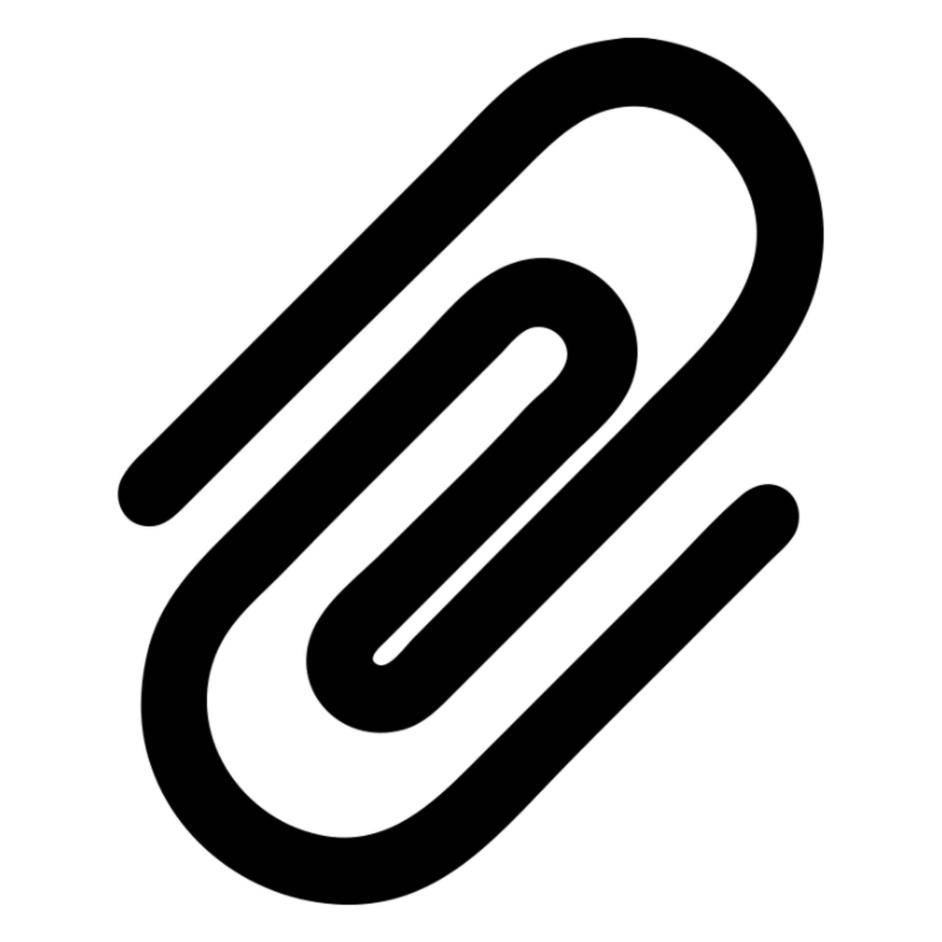 Paperclip icon, black filled, urban theme, slanted to the right sticker