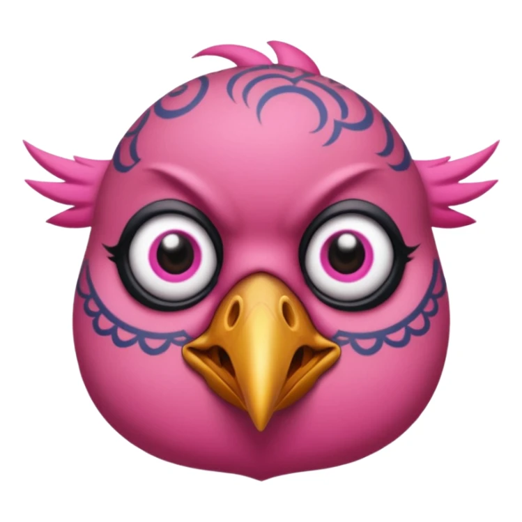 pink bird with piercings and excessive face tattoos two eyes sticker