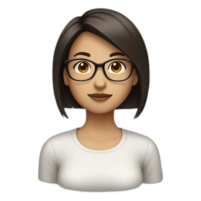 girl with dark brown short straight hair and glasses sticker