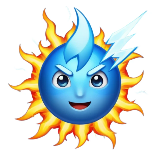 Rayos, centellas y fuego con expresiones de asombro azul sticker
