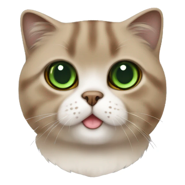 Brown scottish fold cat with green eyes  sticker