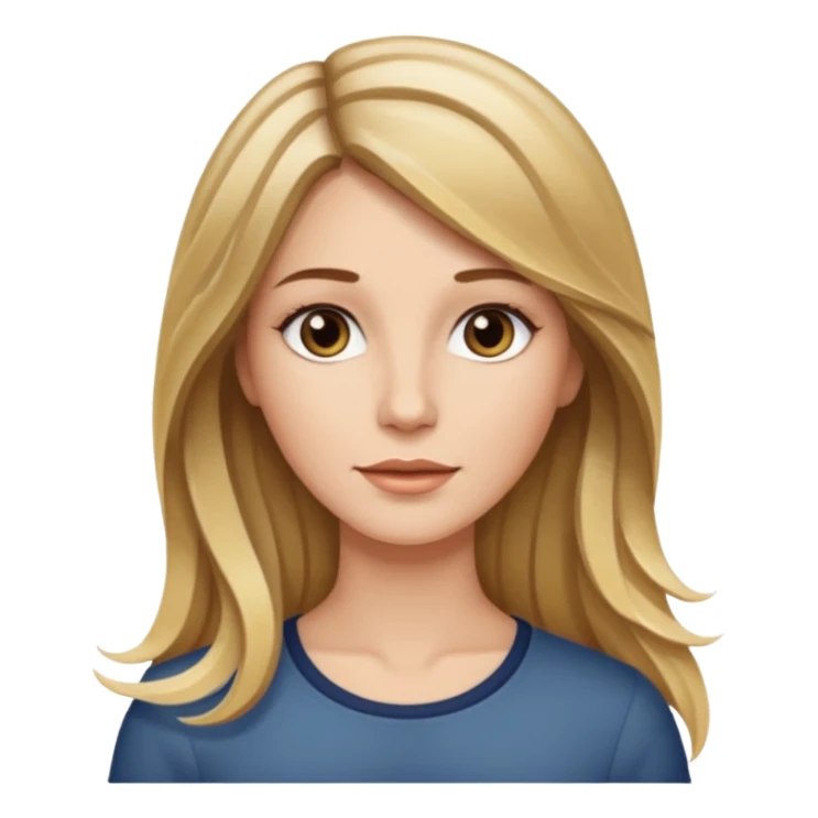 Mulher branca, cabelos longos liso com as pontas ondulado castanho com loiro com luzes  sticker