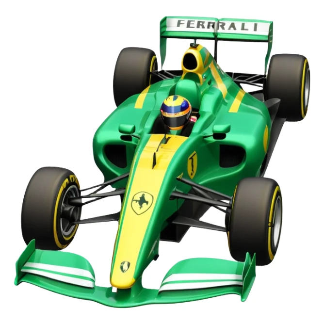green and yellow ferrari f1 car sticker