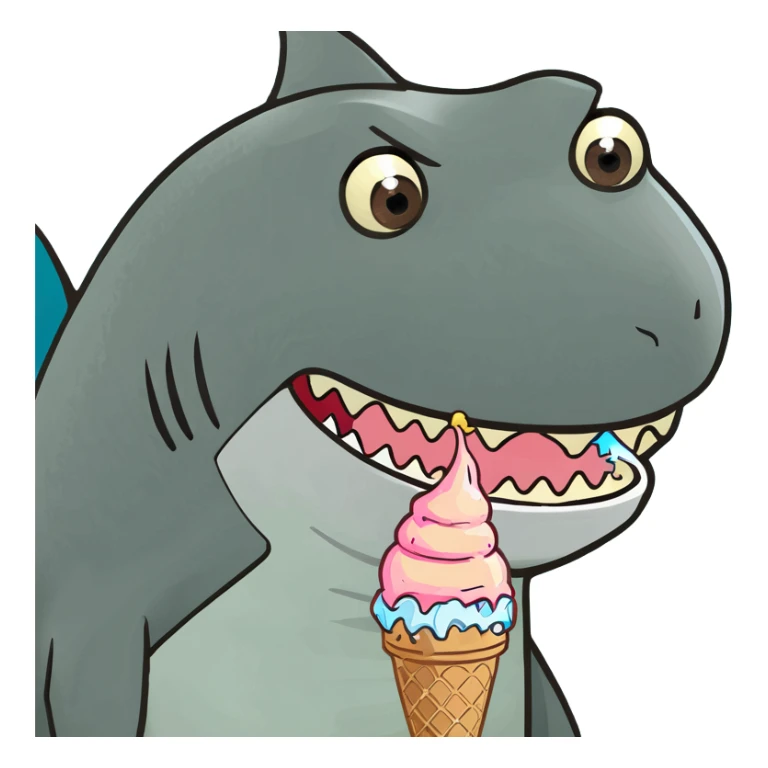 Shark with an ice cream sticker