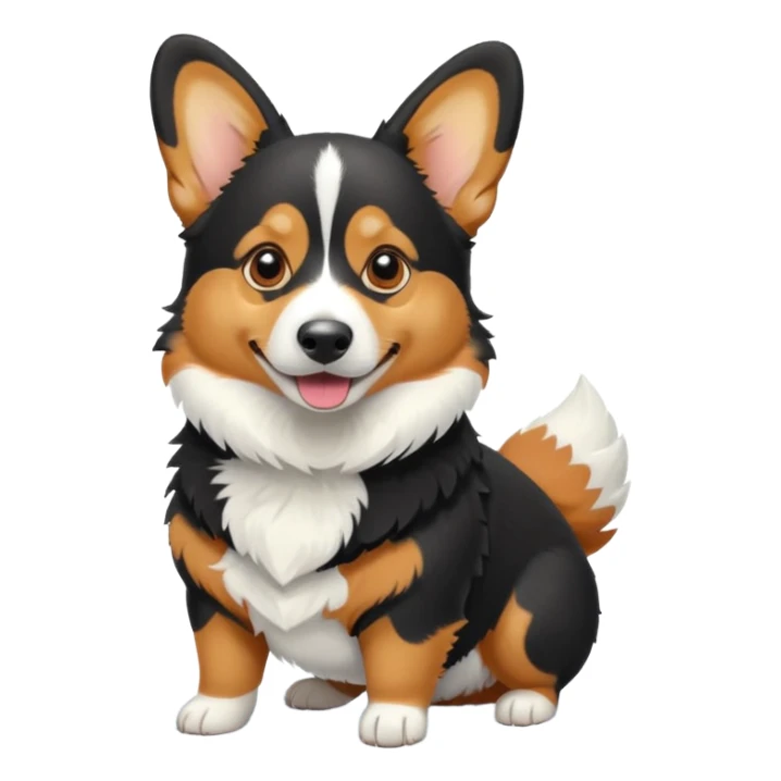black tricolor corgi with no tail in snow sticker